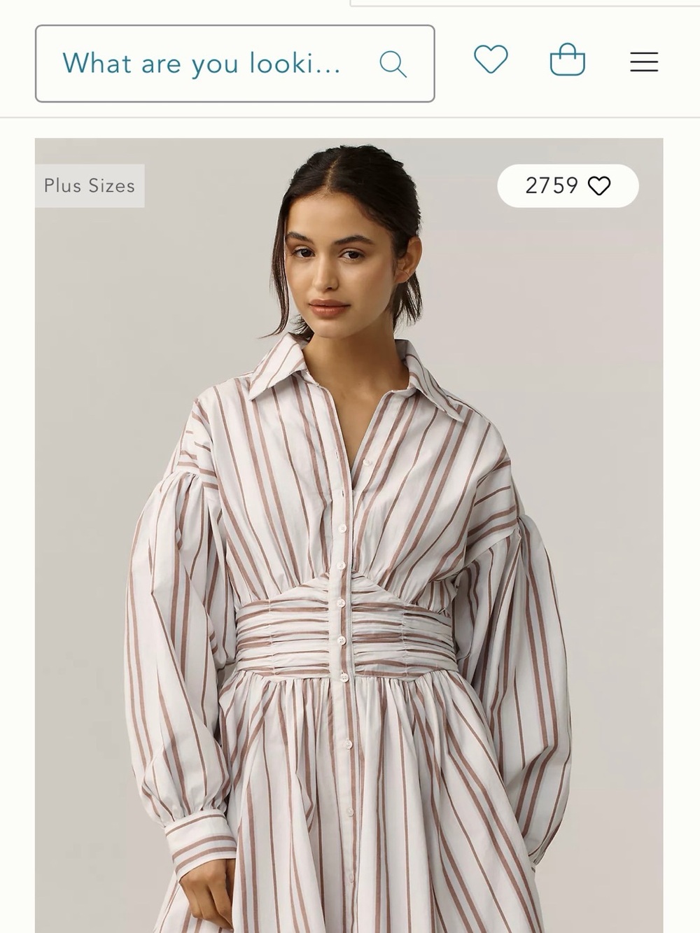 Anthropologie White and Brown Striped Mini Dress 100% cotton Size M